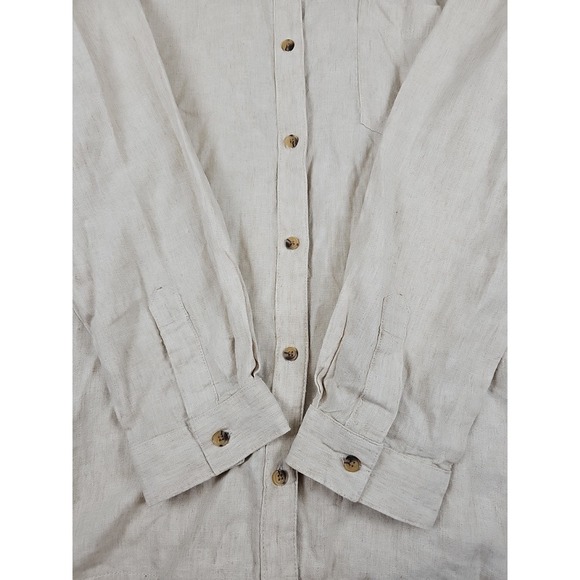New Old Navy Linen-Blend Button-Down The Boyfriend Shirt Size Medium Beige $40 - Picture 9 of 12